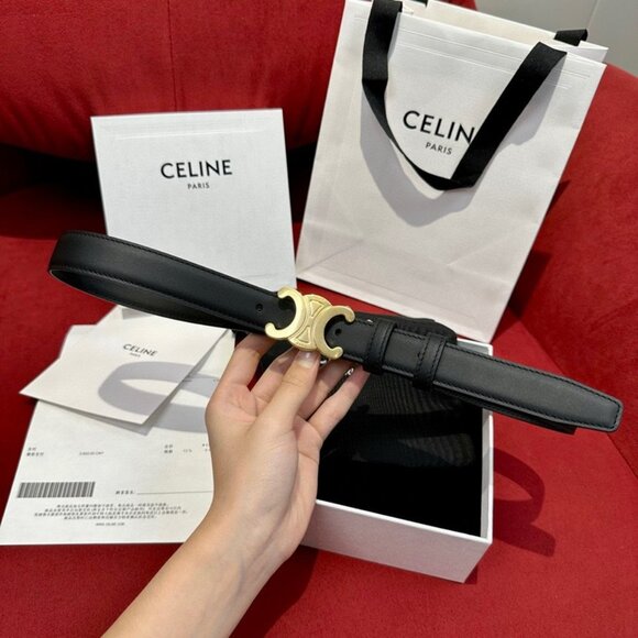Celine Women's Belt in Black with Gold Buckle - Picture 4 of 9